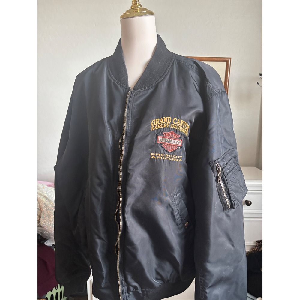 Harley Davidson Grand Canyon Prescott AZ Bomber Jacket Black Quilted Mens 2XL